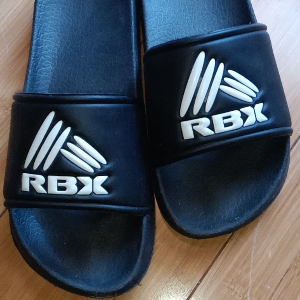 Boys RBX Black Slide Sandals with Bold Logo